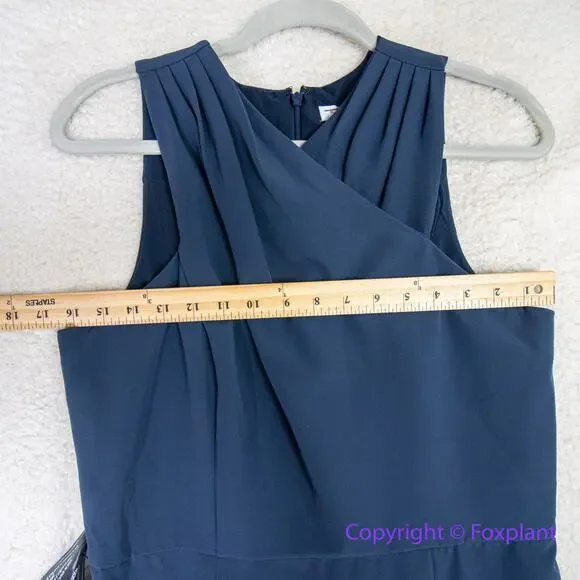 New! Kay Unger Talia Column Gown navy blue, women size 10 - Picture 8 of 16